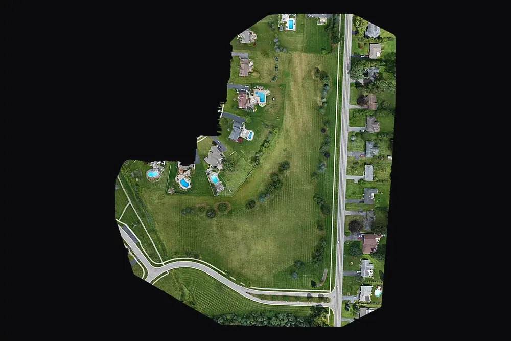 Orthomosaic map of a 25.8-acre site in Ontario, New York, produced from drone imagery by Unmanned Air Services